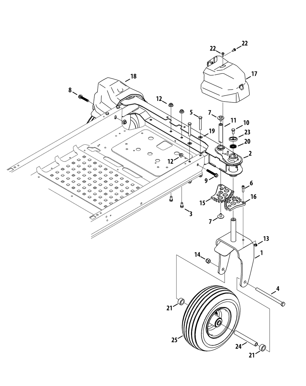 Front Axle Diagram and Parts List for Z-FORCESZ48 (17AIDGHB-17AIDGHB010)(2015) Cub Cadet Lawn Tractor